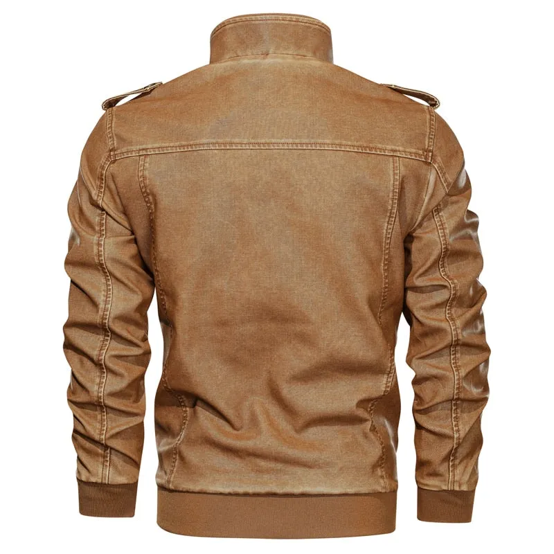 Mens Leather Jacket Winter Coat Street  Wear
