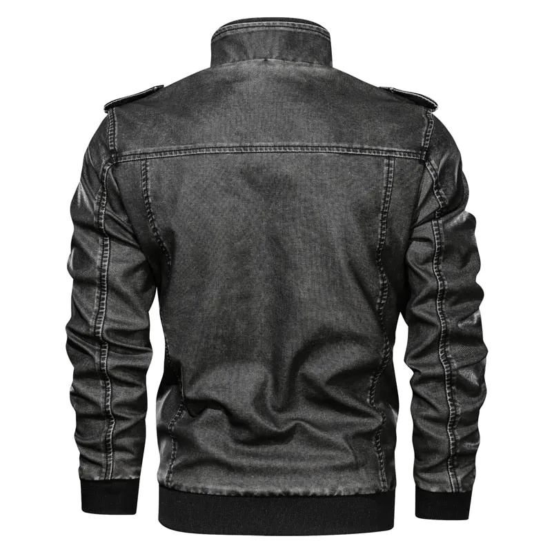 Mens Leather Jacket Winter Coat Street  Wear
