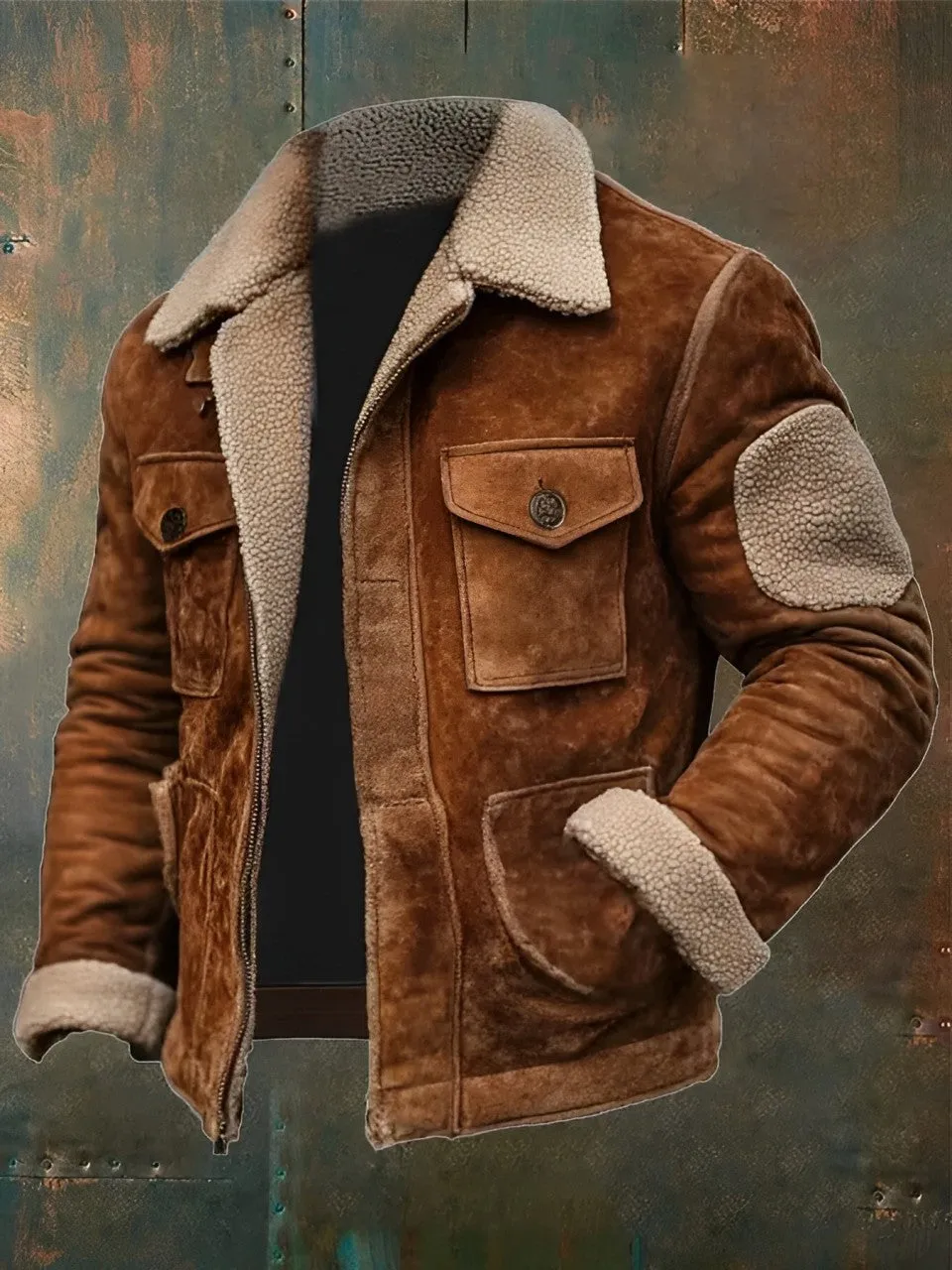 Men's Sherpa-lined Rustic Leather Jacket