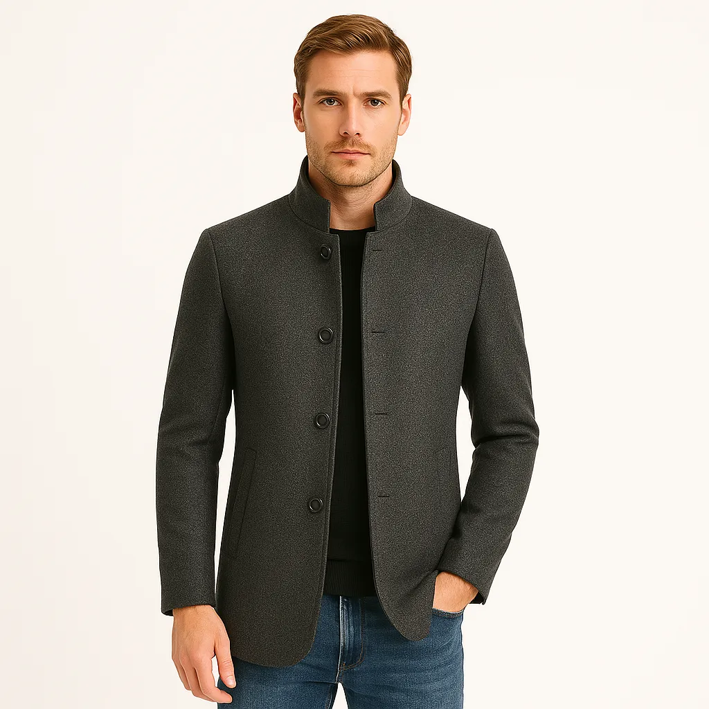 Men's Trench Coat with Adjustable Waist Belt