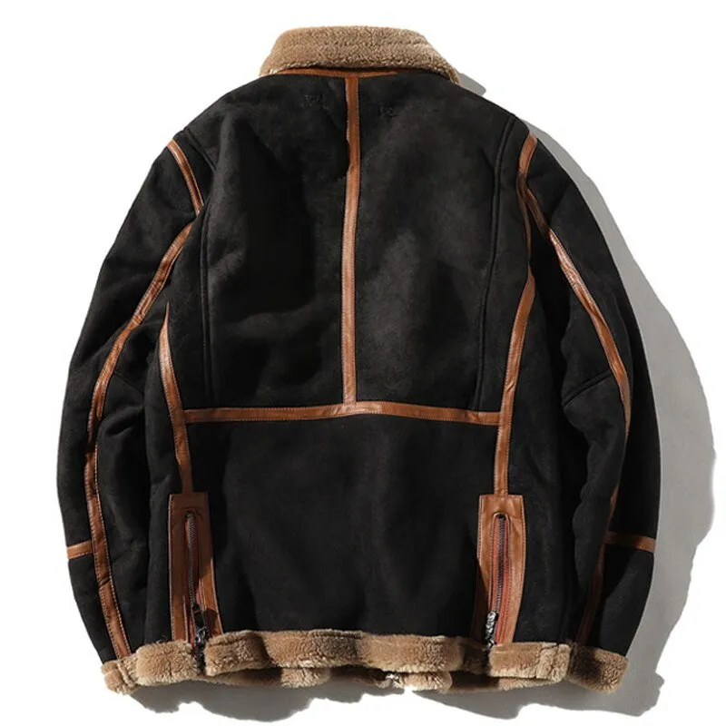 Mens Winter Warm Bomber Jacket Leather Coats