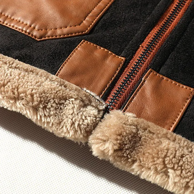 Mens Winter Warm Bomber Jacket Leather Coats