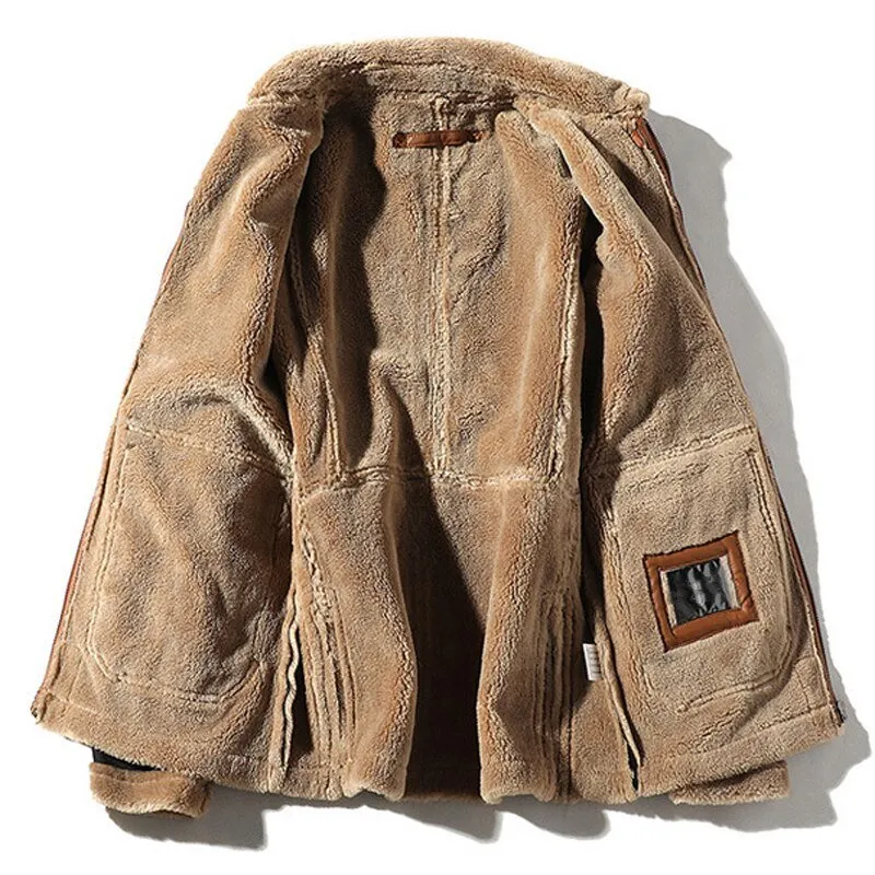Mens Winter Warm Bomber Jacket Leather Coats