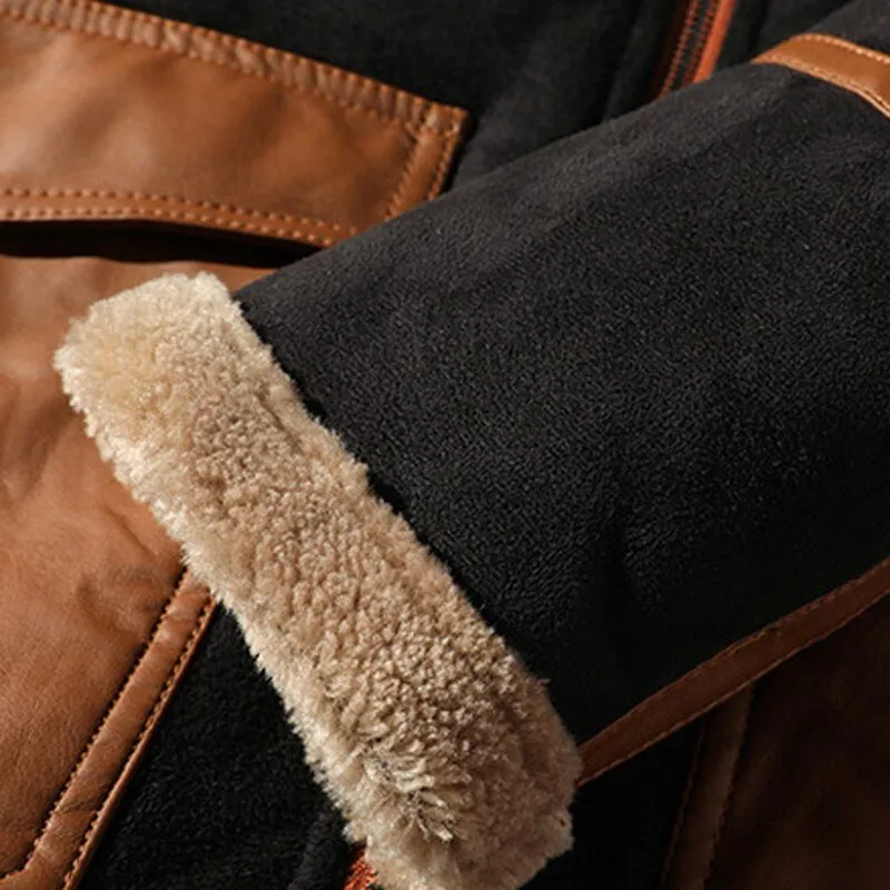 Mens Winter Warm Bomber Jacket Leather Coats