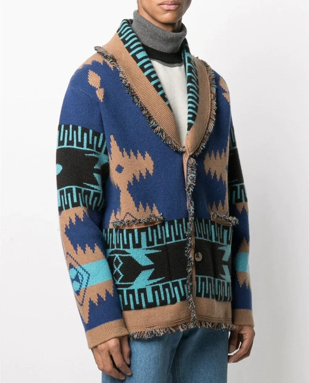 Men's Wool Tassels knitted overcoat