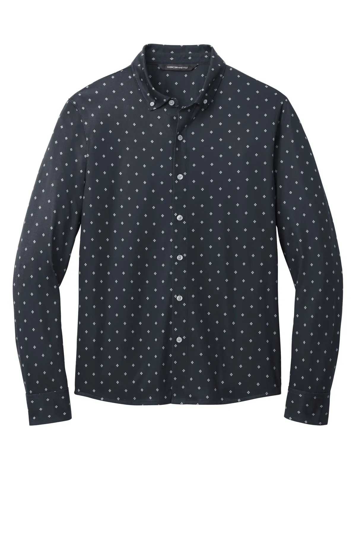 Mercer Mettle Stretch Jersey Long Sleeve Shirt MM1018 Navy Geo Diamond
