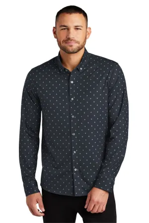 Mercer Mettle Stretch Jersey Long Sleeve Shirt MM1018 Navy Geo Diamond