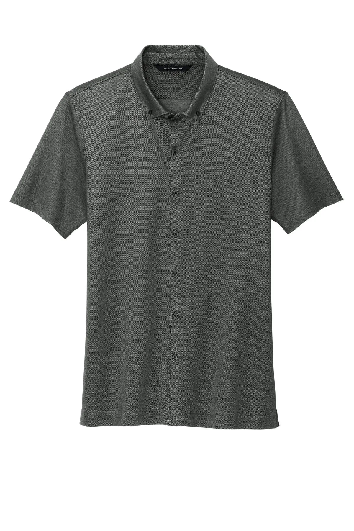 Mercer Mettle Stretch Pique Full-Button Polo MM1006 Anchor Grey Heather