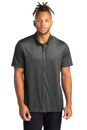 Mercer Mettle Stretch Pique Full-Button Polo MM1006 Anchor Grey Heather