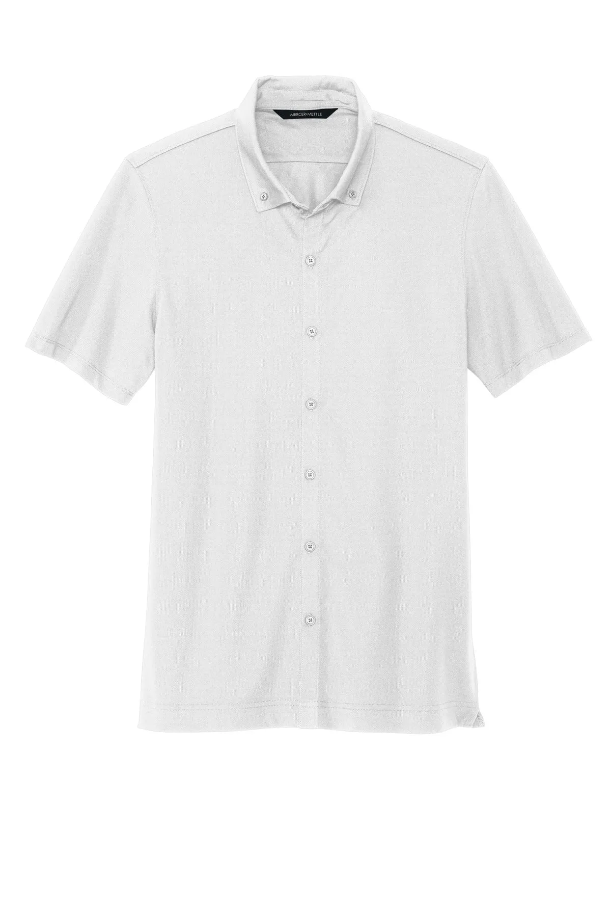 Mercer Mettle Stretch Pique Full-Button Polo MM1006 White