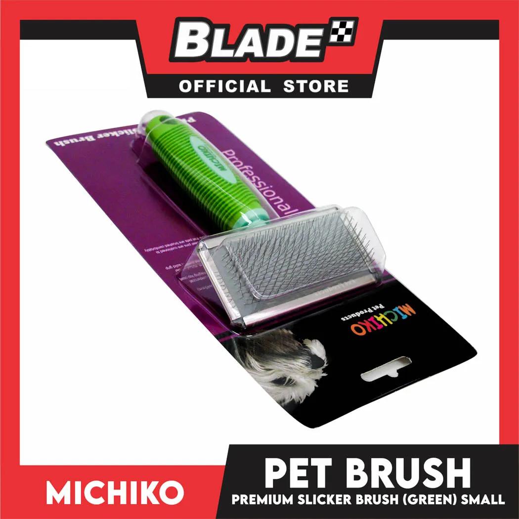 Michiko Premium Slicker Brush Green Color (Small) Pet Brush, Pet Grooming