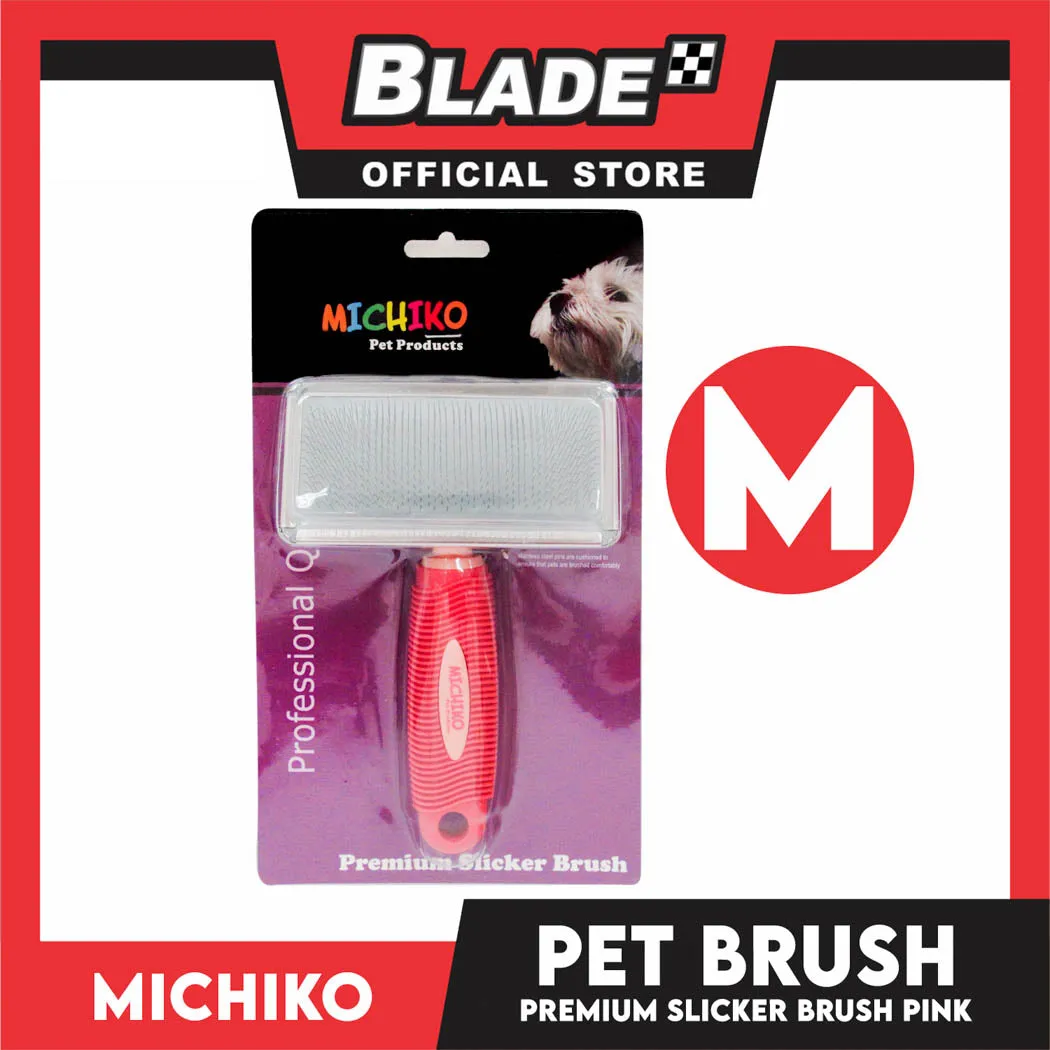Michiko Premium Slicker Brush Pink Color (Medium) Pet Brush, Pet Grooming