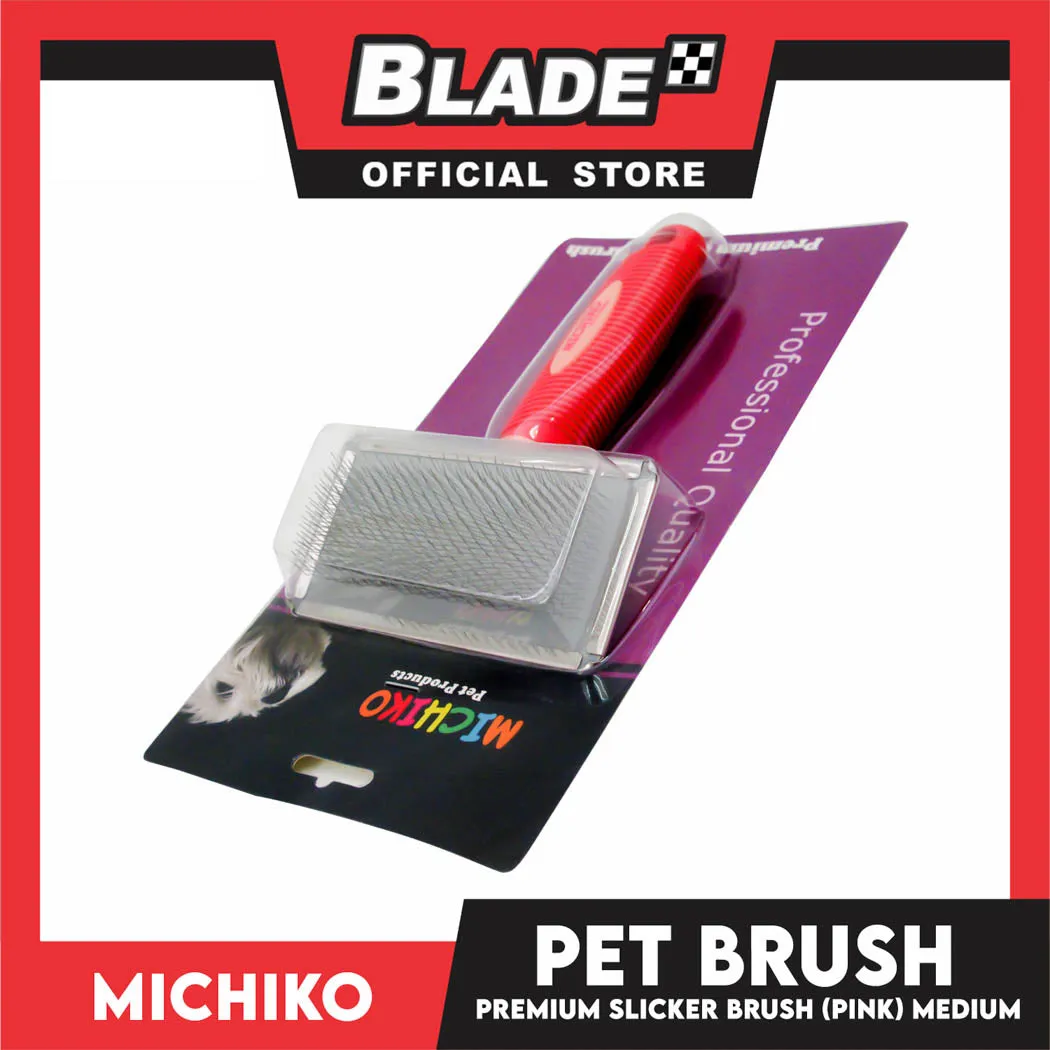 Michiko Premium Slicker Brush Pink Color (Medium) Pet Brush, Pet Grooming
