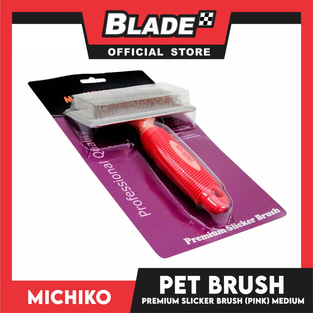 Michiko Premium Slicker Brush Pink Color (Medium) Pet Brush, Pet Grooming