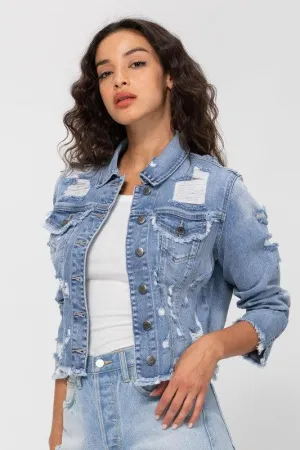 MID LENGTH UNEVEN ALL OVERR FRAY EDGES JACKET