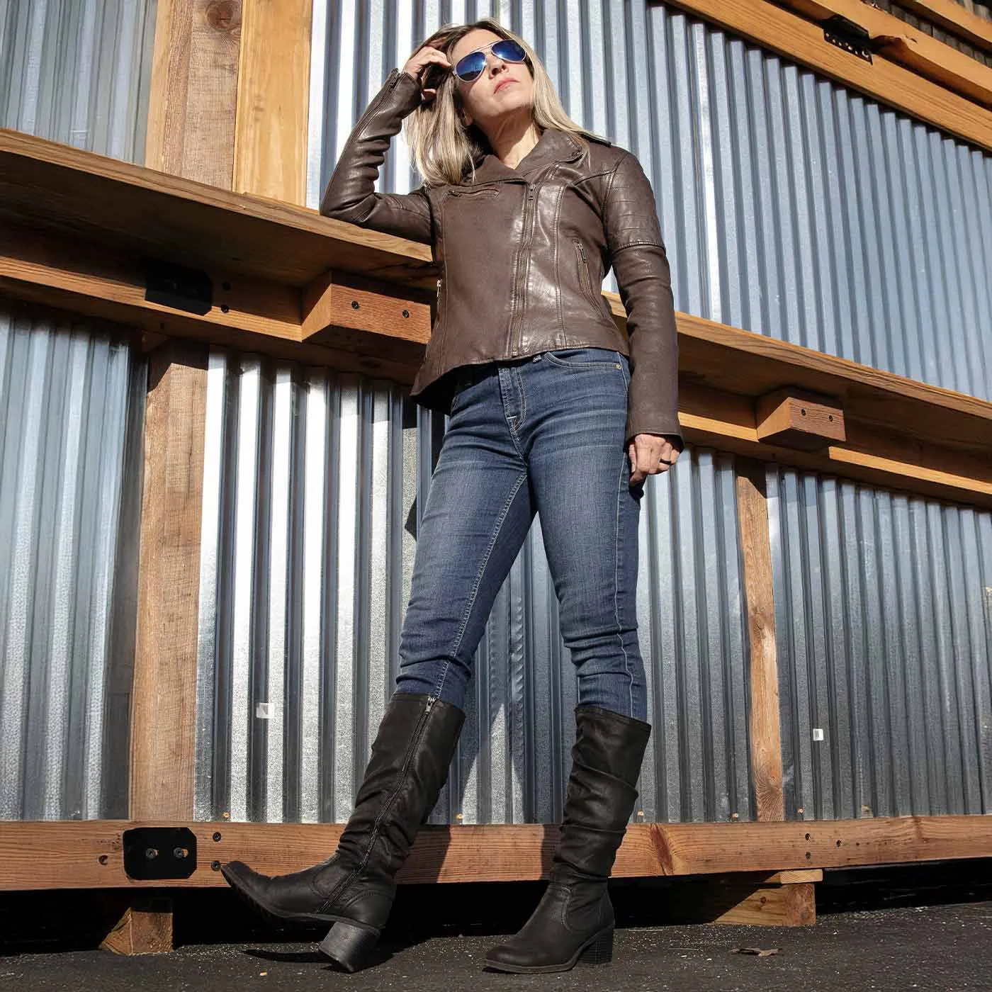 Milwaukee Leather Brown Vintage Motorcycle Inspired Vegan Tan Fashion Leather Jacket for Women SFL2812