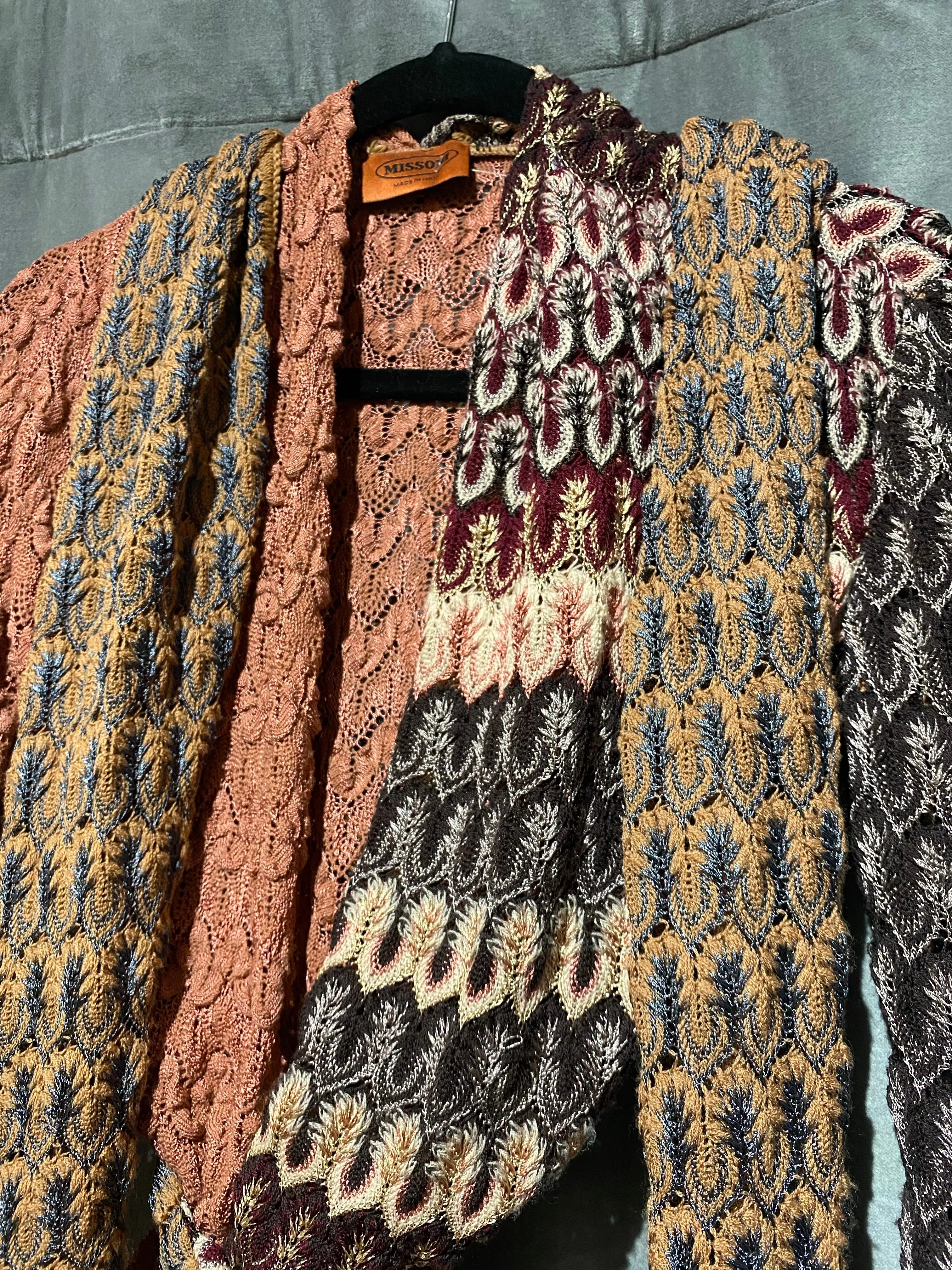 Missoni Lightweight Knit Multicolor Long Cardigan