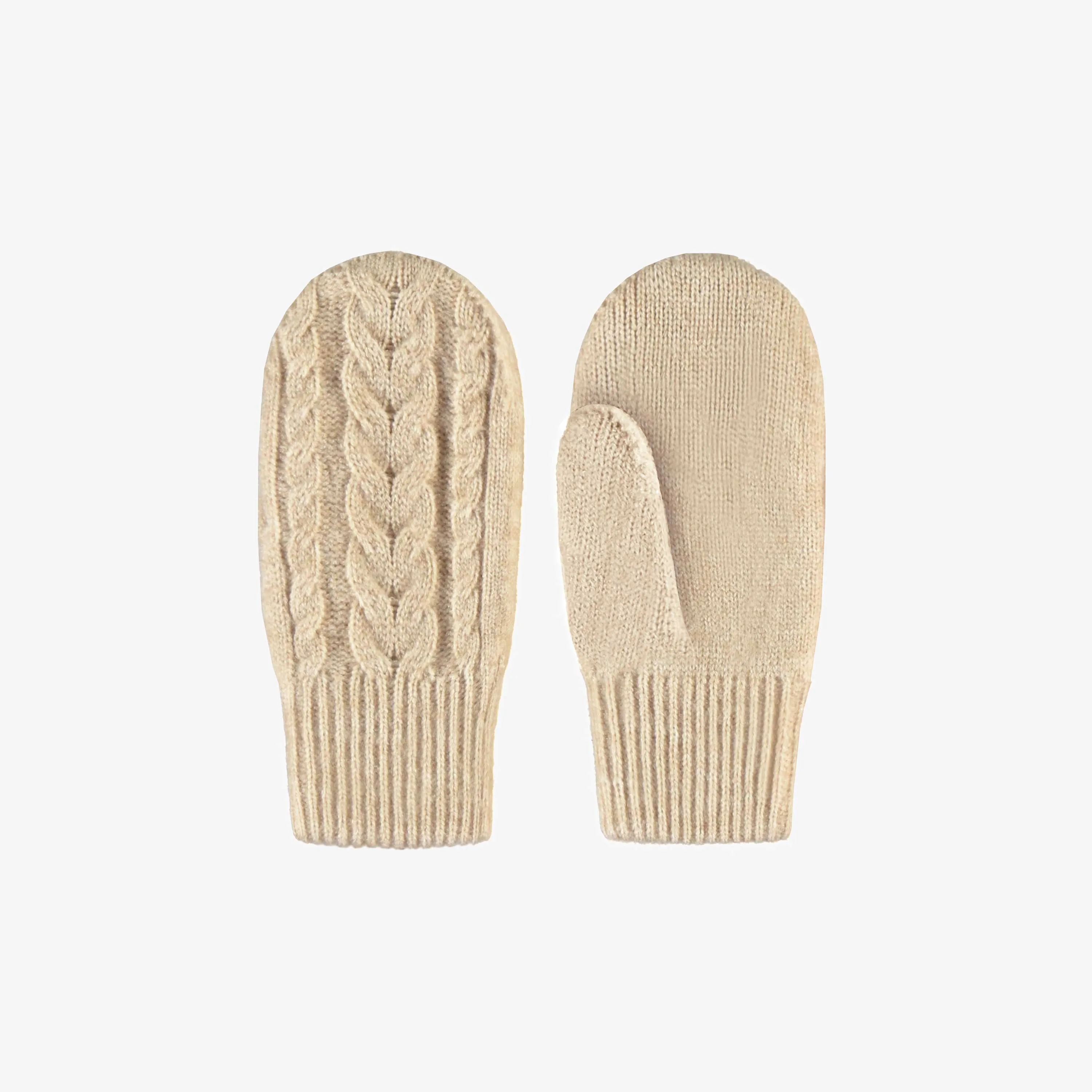 Mitaines crème en tricot, enfant || Cream mittens in knit, child