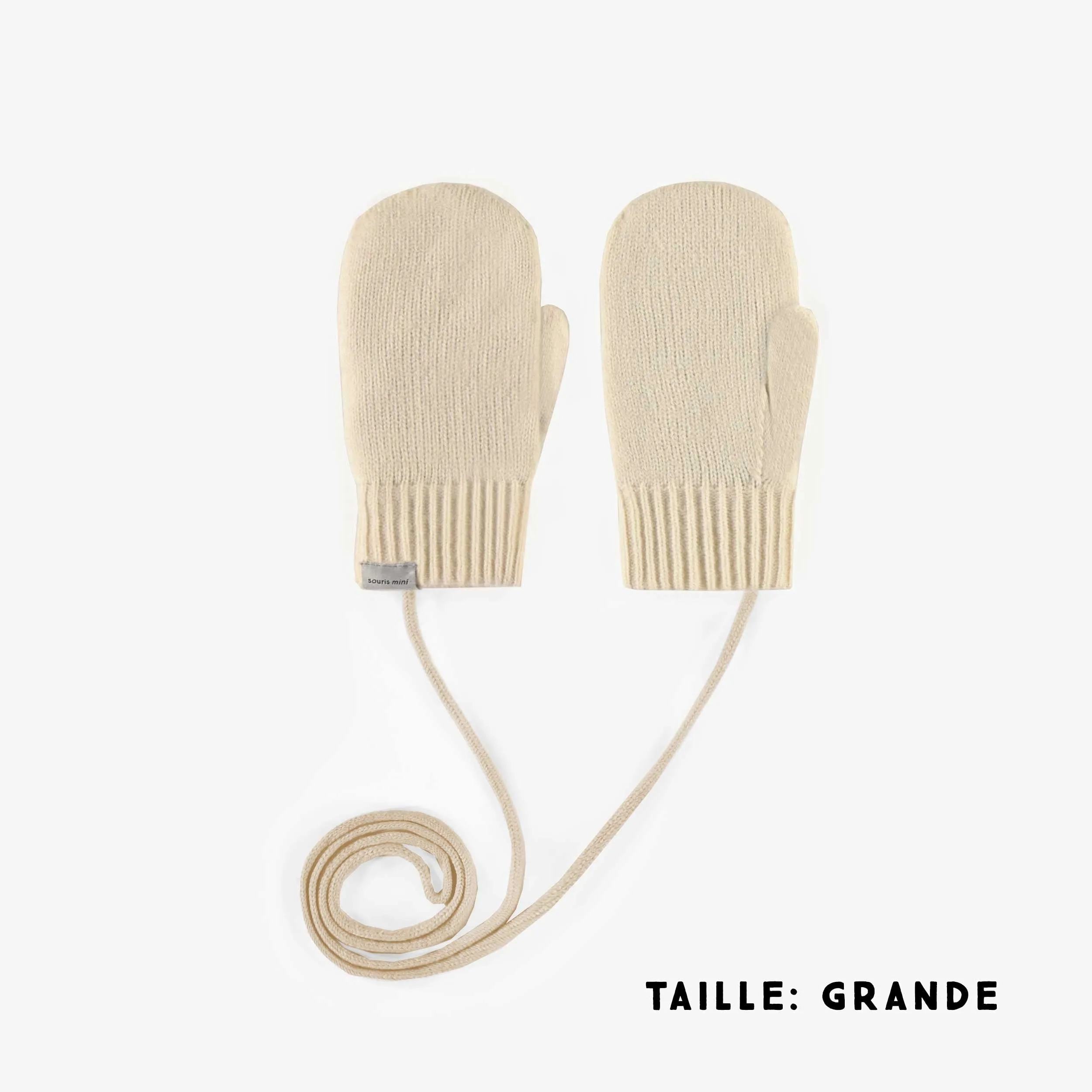 Mitaines de maille crème, bébé  || Cream knitted mittens, baby