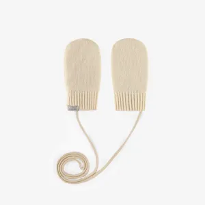 Mitaines de maille crème, bébé  || Cream knitted mittens, baby