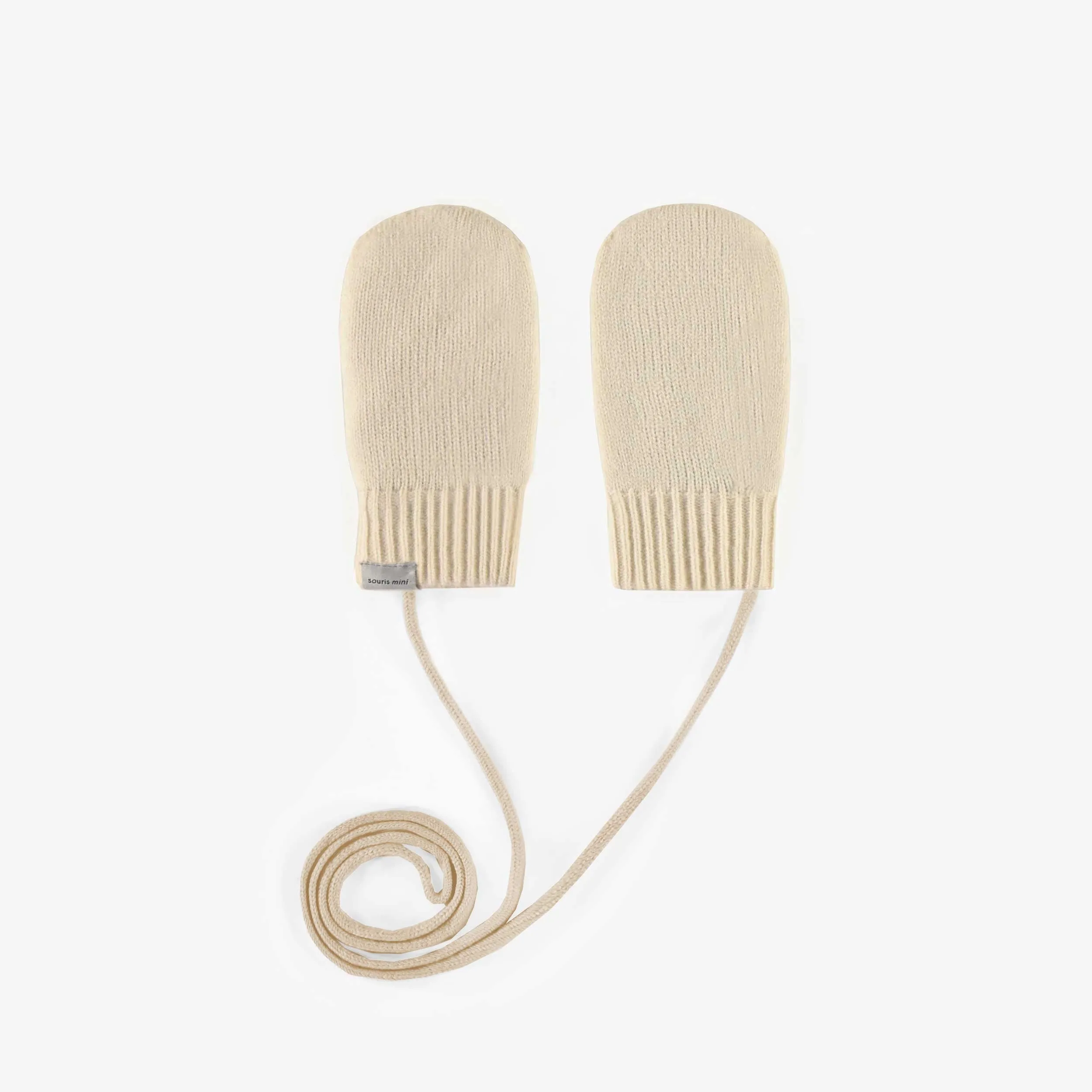 Mitaines de maille crème, bébé  || Cream knitted mittens, baby