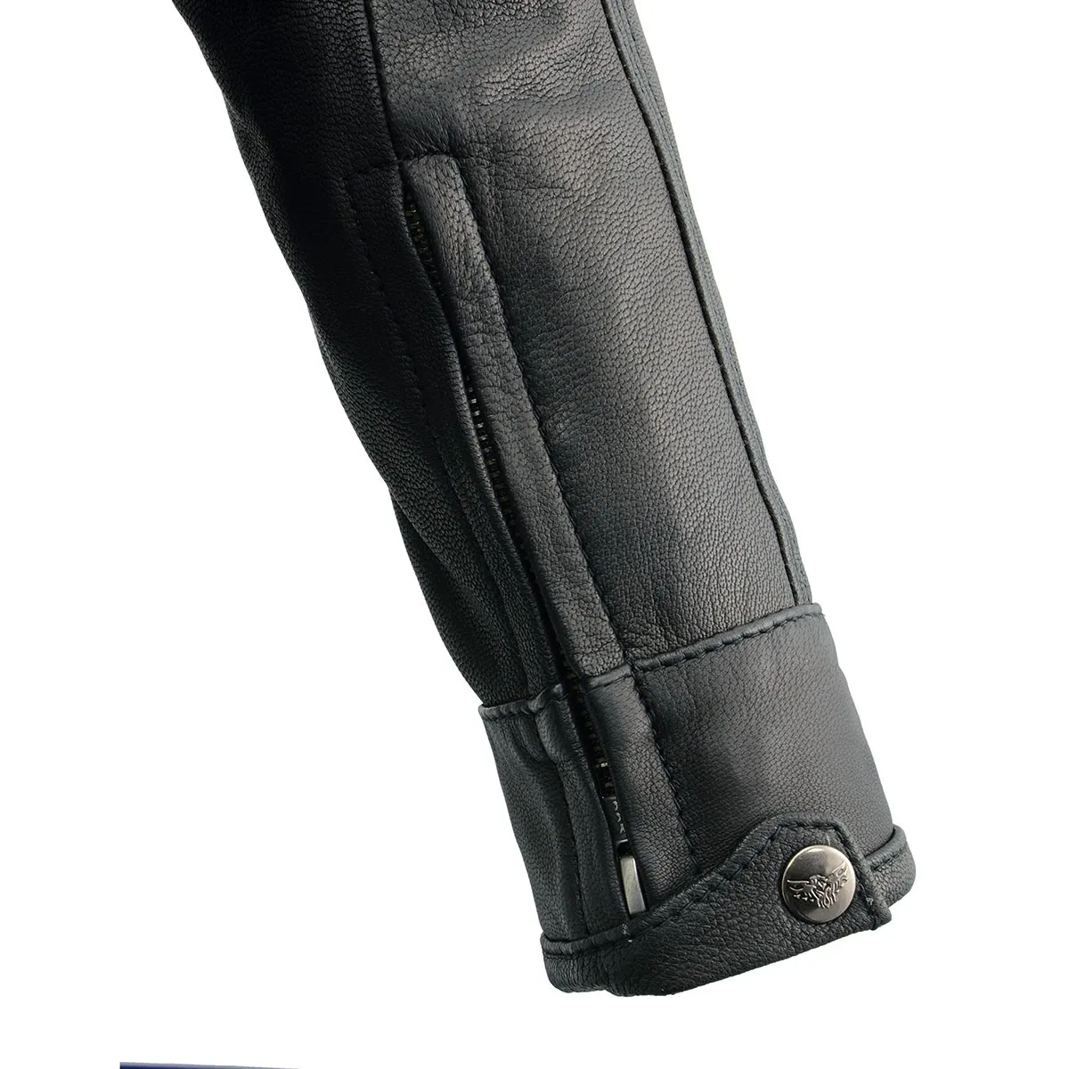 MLL2551 Women's Scooter Black Leather Vented Lightweight Triple Stitch Motorcycle Jacket