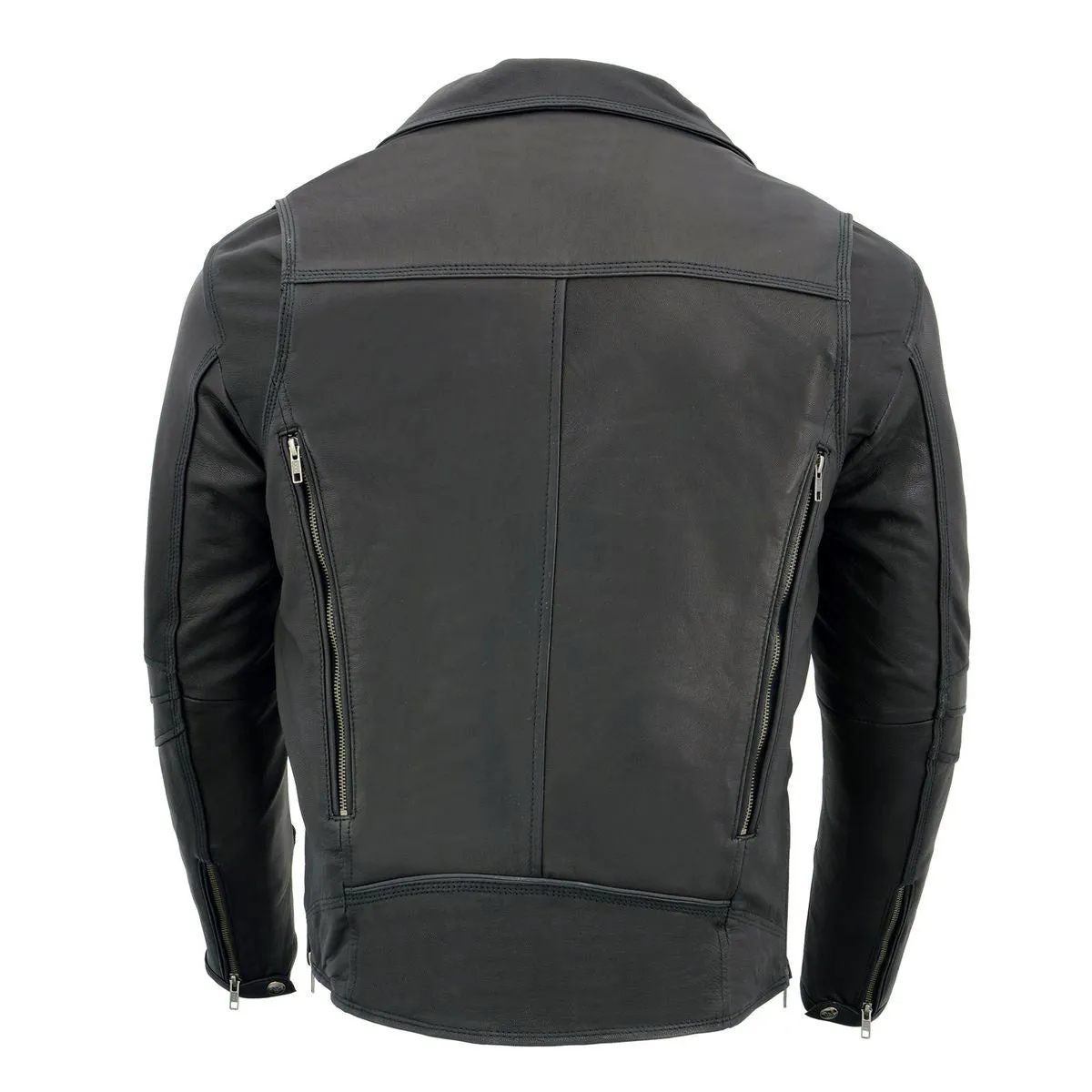 MLM1516 Black Real Leather Motorcycle Jacket for Men – James Brando Style Biker Jacket