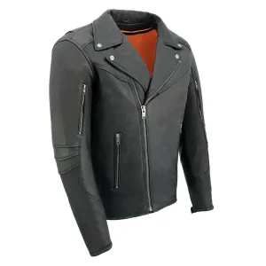 MLM1516 Black Real Leather Motorcycle Jacket for Men – James Brando Style Biker Jacket