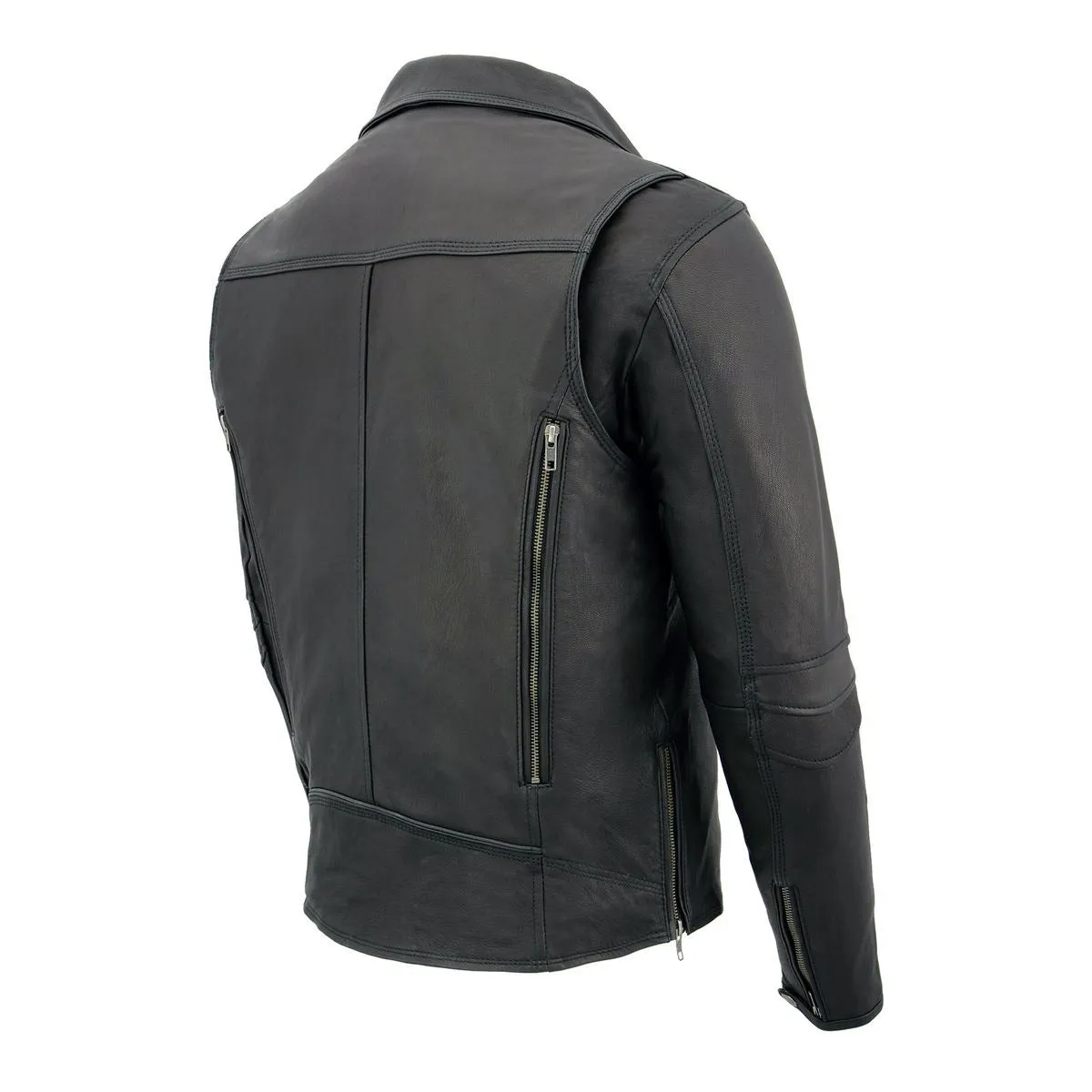 MLM1516 Black Real Leather Motorcycle Jacket for Men – James Brando Style Biker Jacket