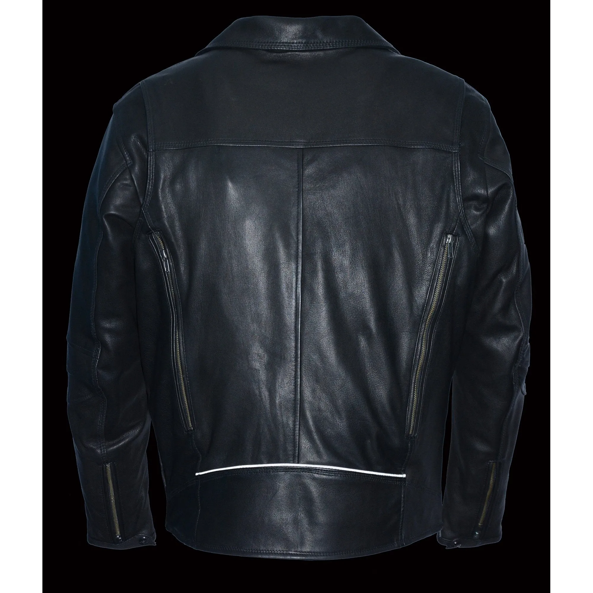 MLM1516 Black Real Leather Motorcycle Jacket for Men – James Brando Style Biker Jacket