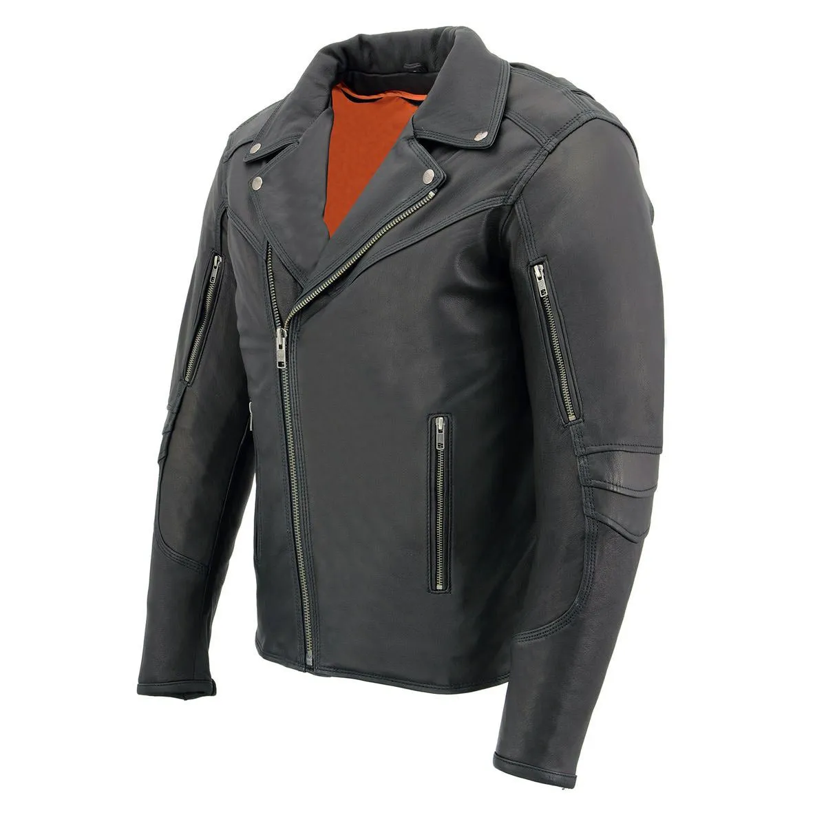 MLM1516 Black Real Leather Motorcycle Jacket for Men – James Brando Style Biker Jacket