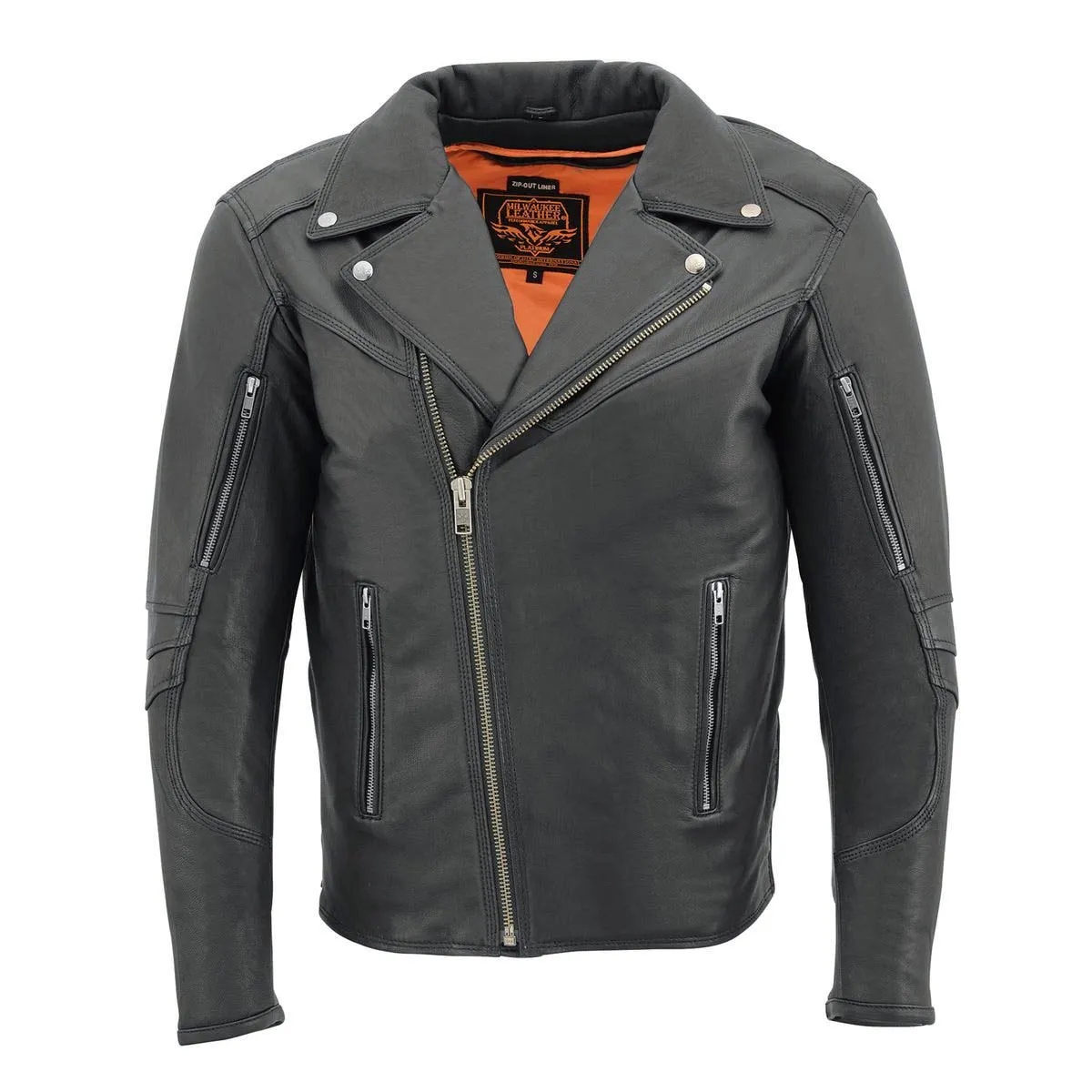MLM1516 Black Real Leather Motorcycle Jacket for Men – James Brando Style Biker Jacket