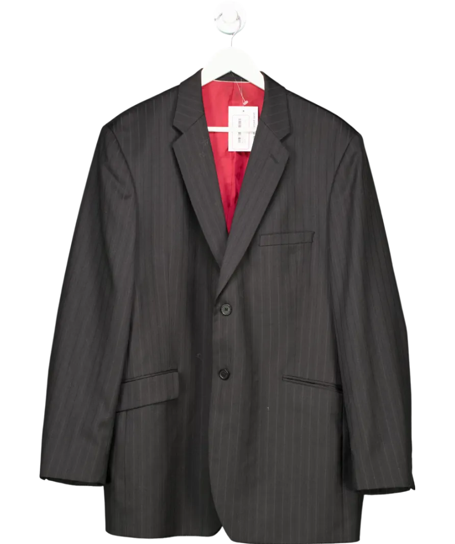 Mosaic Black Wool Blend Pinstripe Blazer UK XL