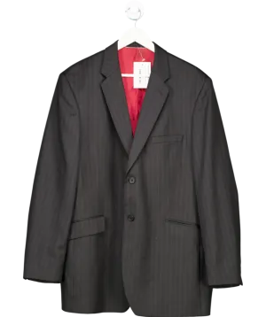 Mosaic Black Wool Blend Pinstripe Blazer UK XL