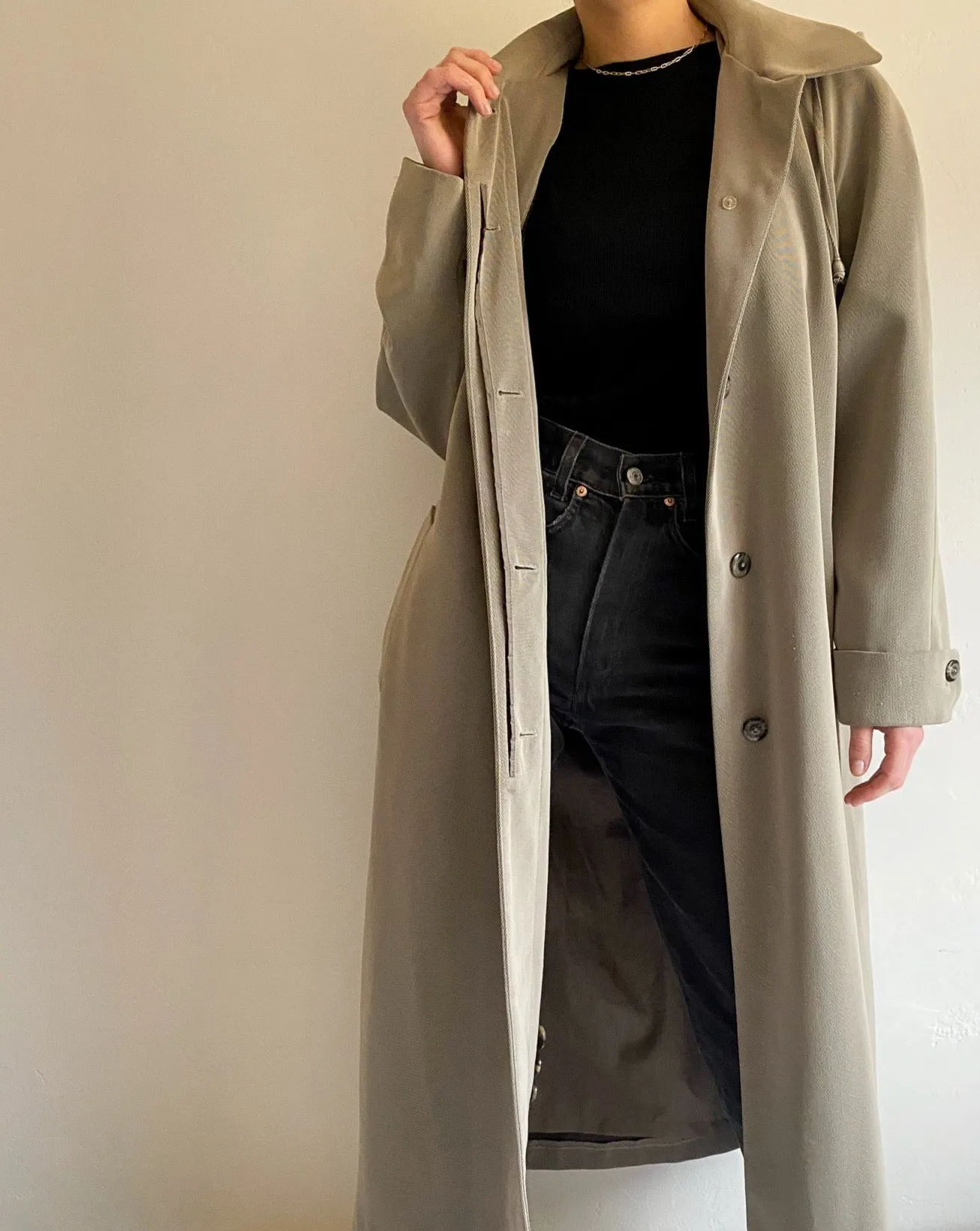 Moss Green Long Trench Coat