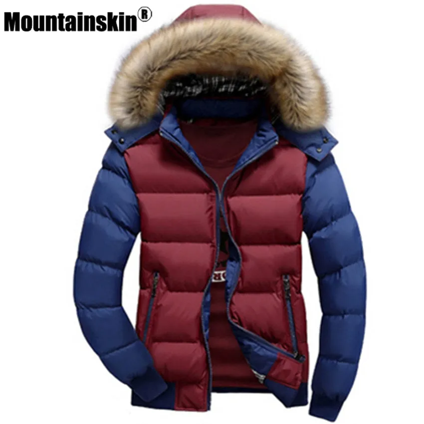 Mountainskin Men's Winter Jackets 4XL Thick Hooded Fur Collar Parka Men Coats Casual Padded Men's Jackets Male Clothing SA075