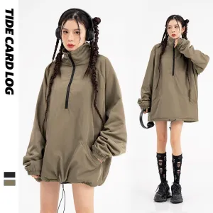 National Tide Half-Zipper Jacket Men's And Women's Same Style Fried Arcade Style Vertical Collar Jacket