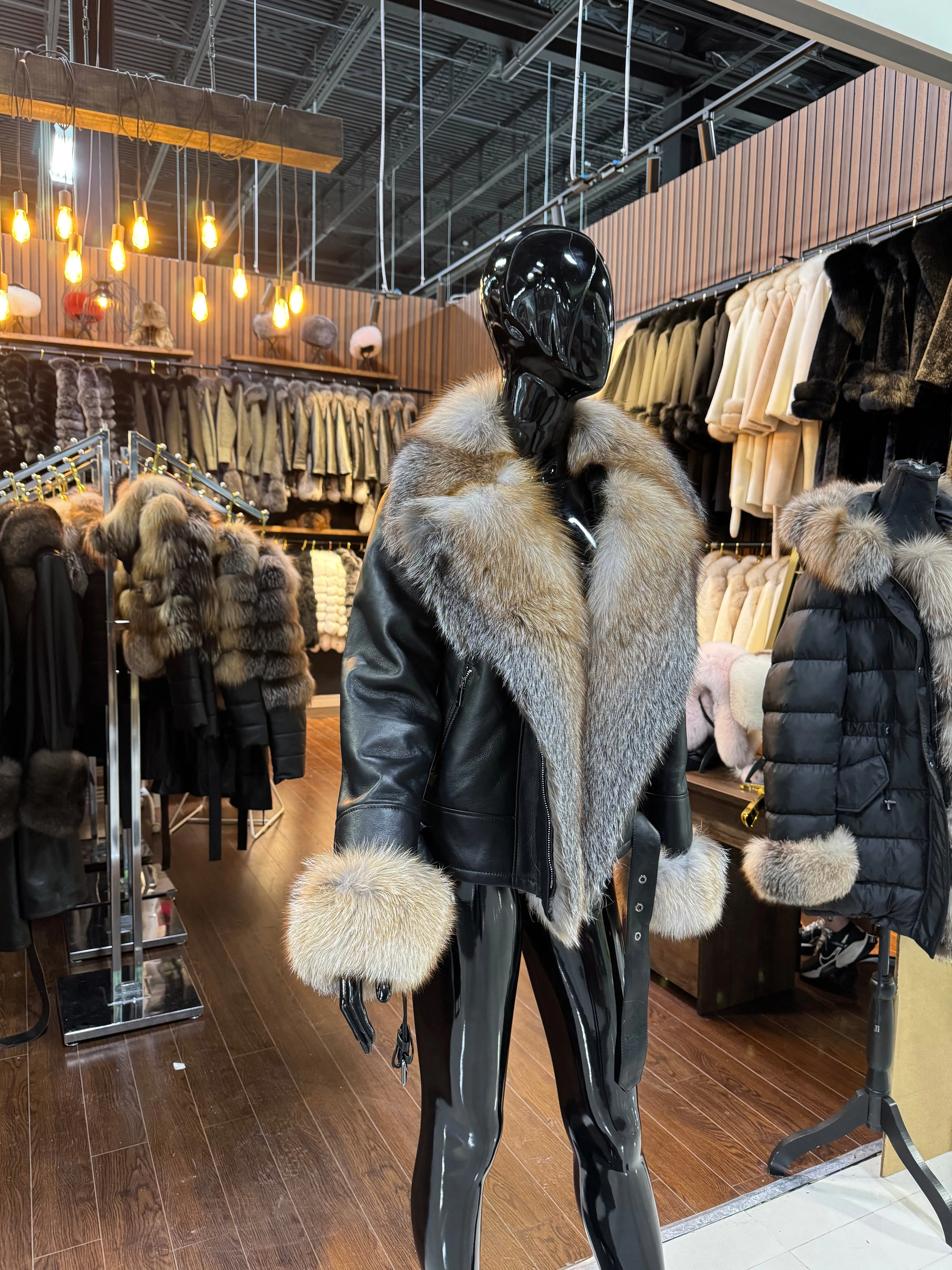 Natural Color  Fox Fur Jacket