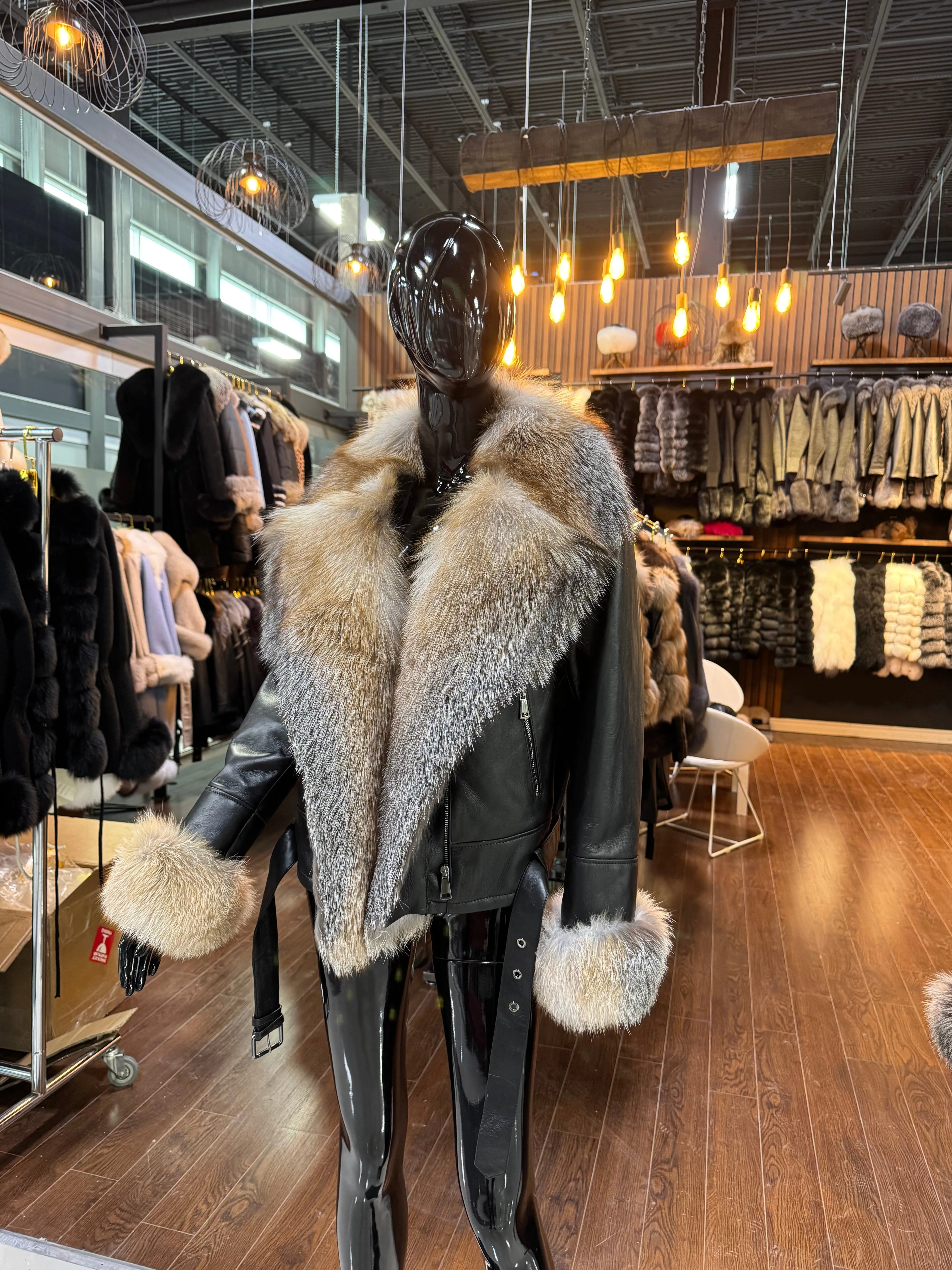 Natural Color  Fox Fur Jacket