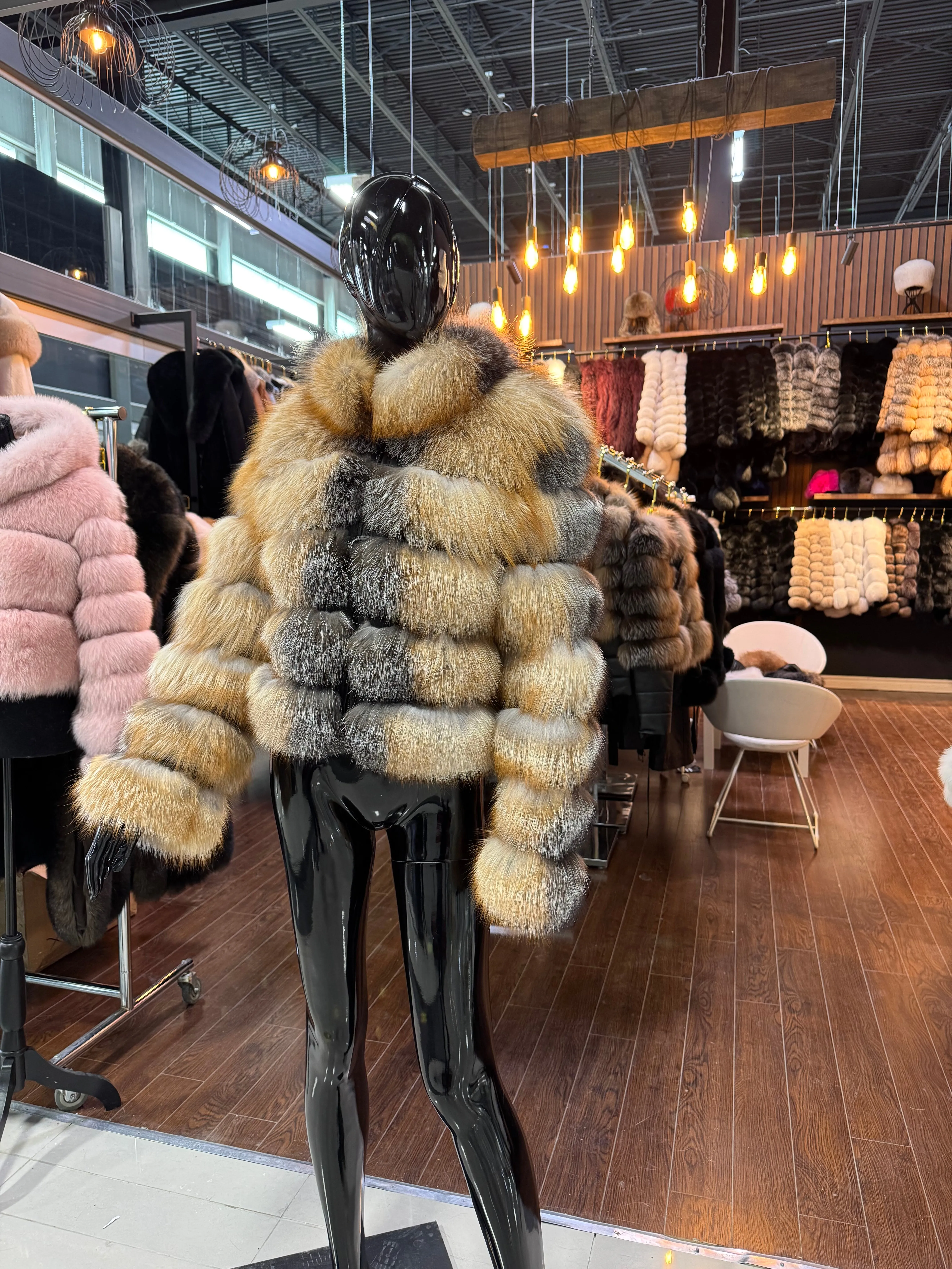 Natural Color Fox Fur Jacket