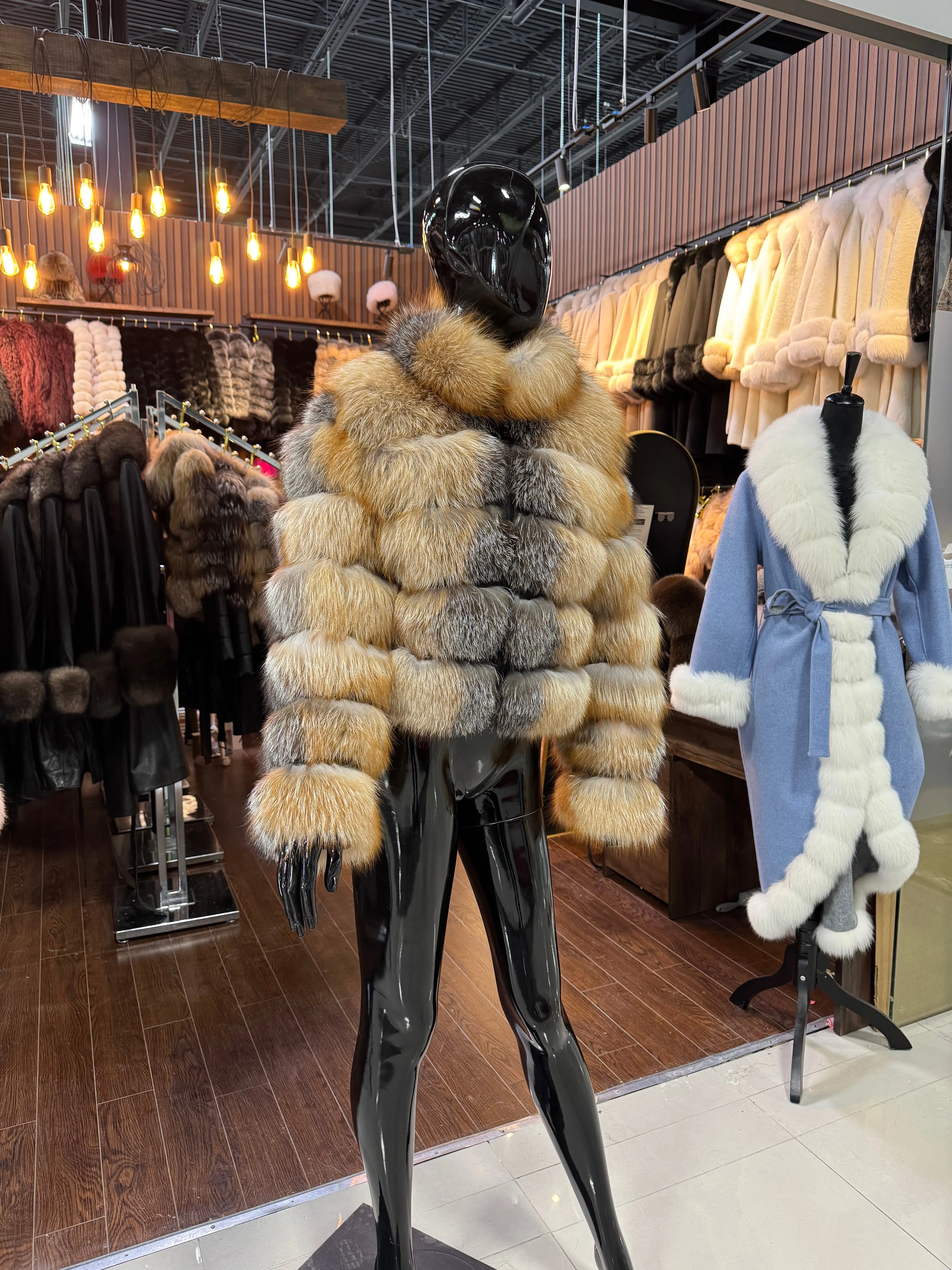 Natural Color Fox Fur Jacket