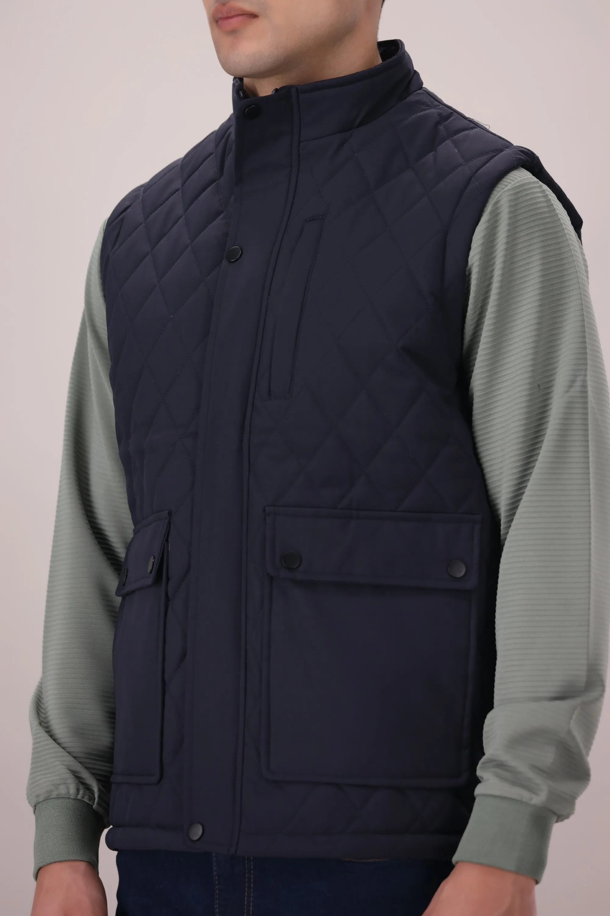 Navy Sleeveless Jacket