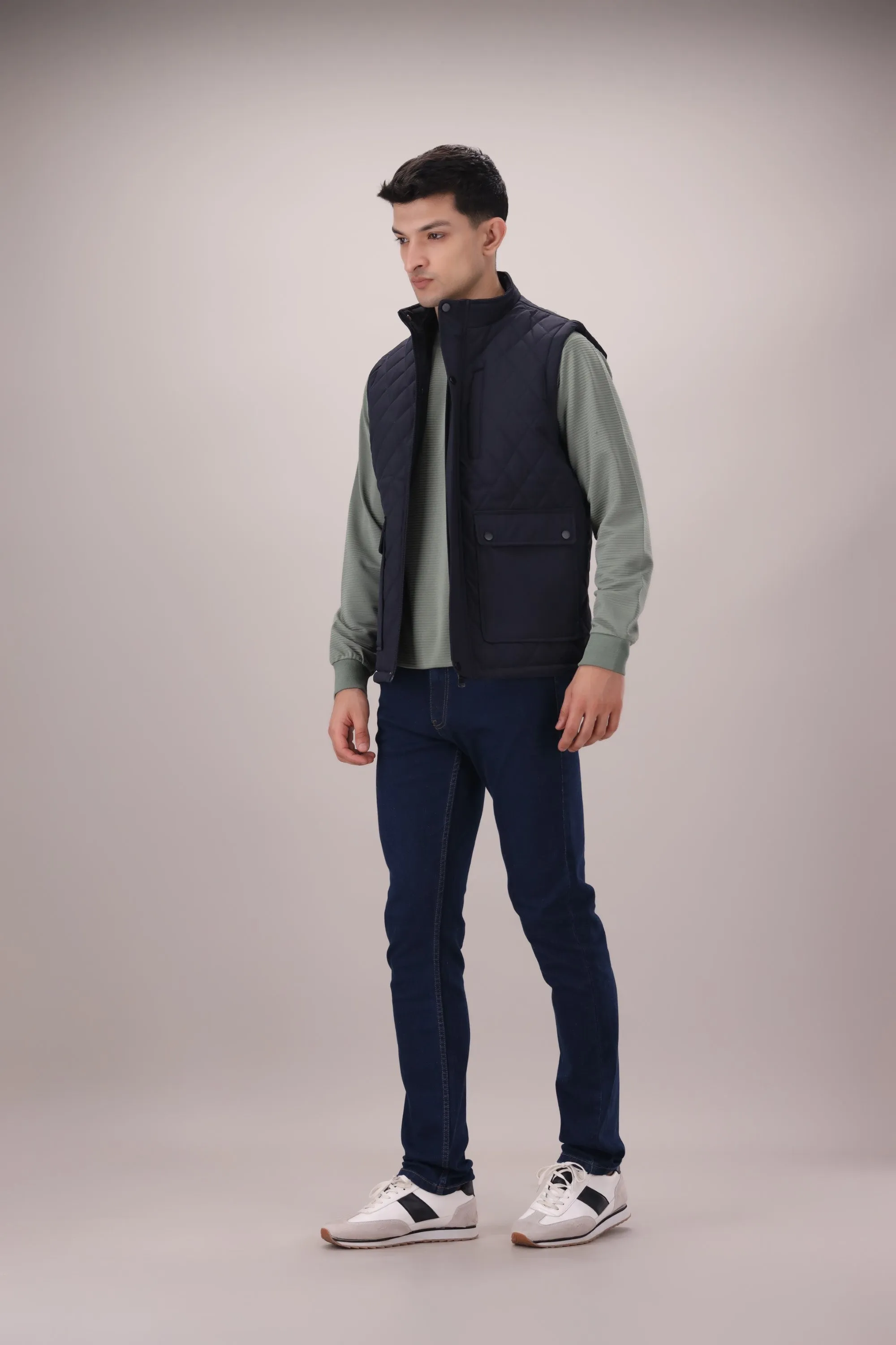 Navy Sleeveless Jacket