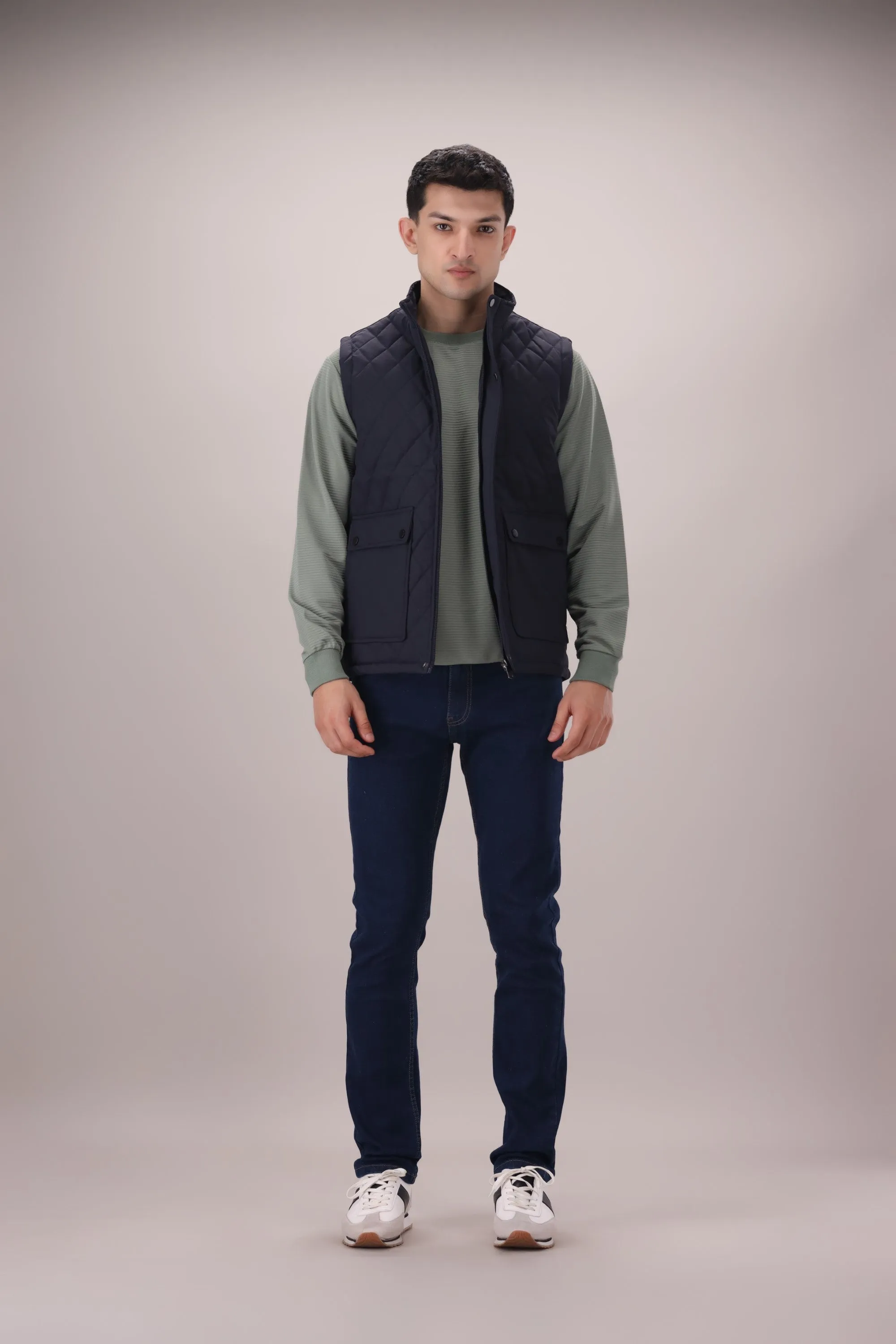 Navy Sleeveless Jacket