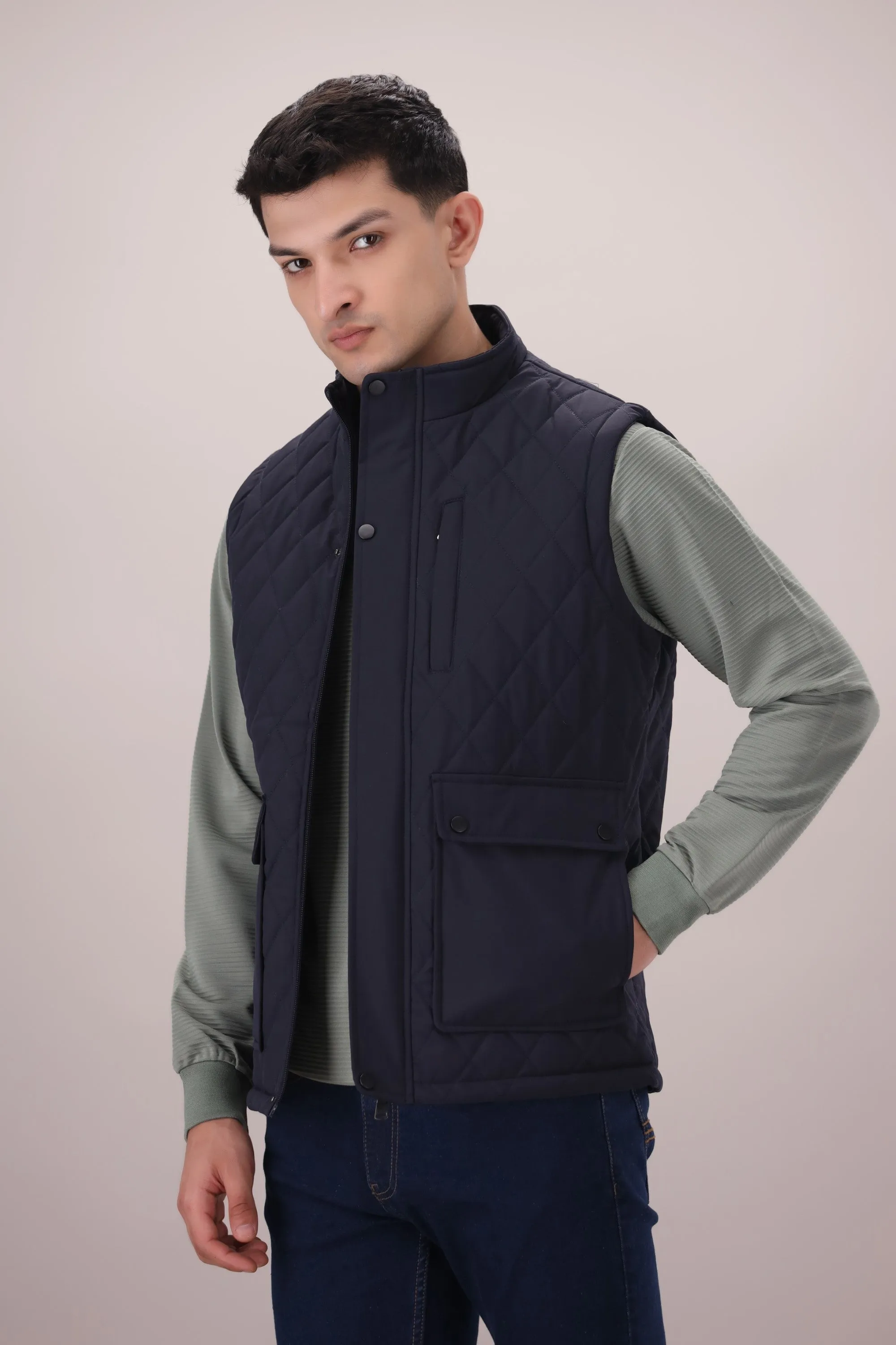 Navy Sleeveless Jacket