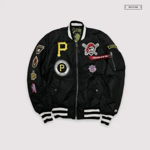 NEW ERA X ALPHA INDUSTRIES PITTSBURGH PIRATES REVERSIBLE BOMBER JACKET