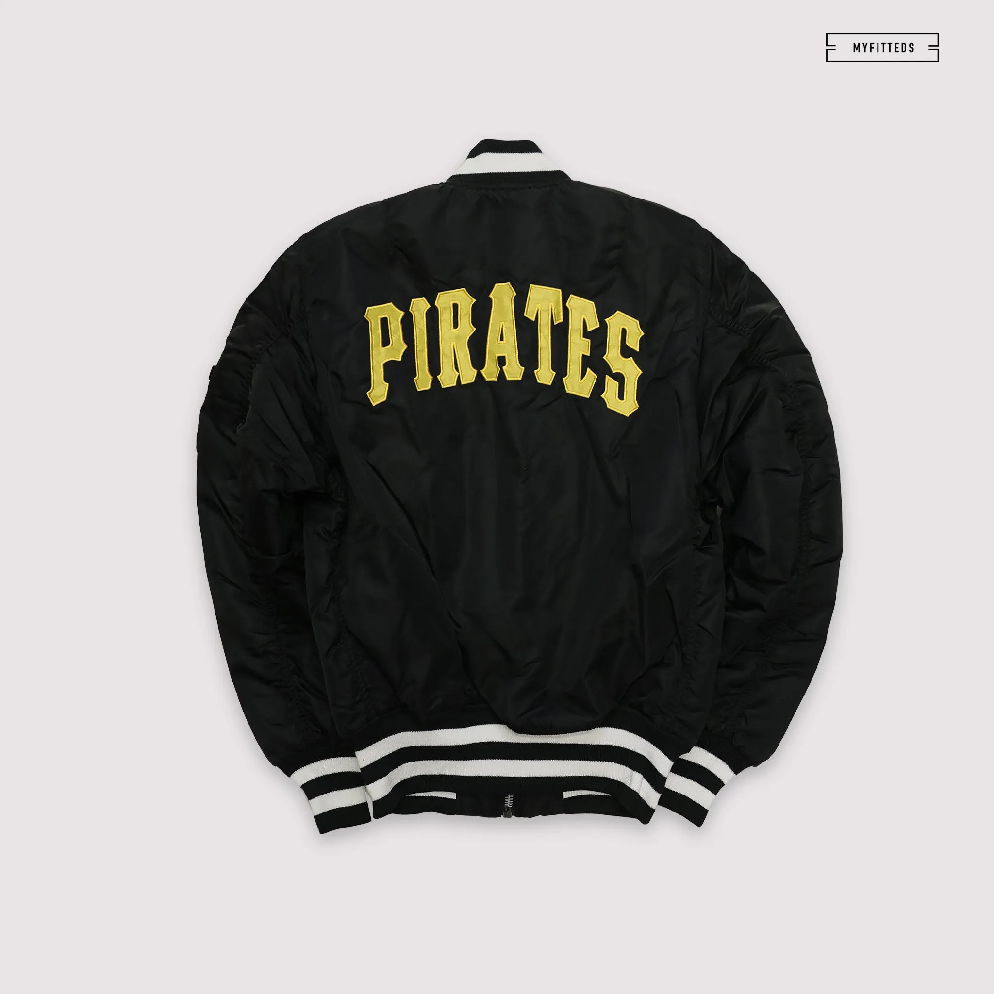 NEW ERA X ALPHA INDUSTRIES PITTSBURGH PIRATES REVERSIBLE BOMBER JACKET