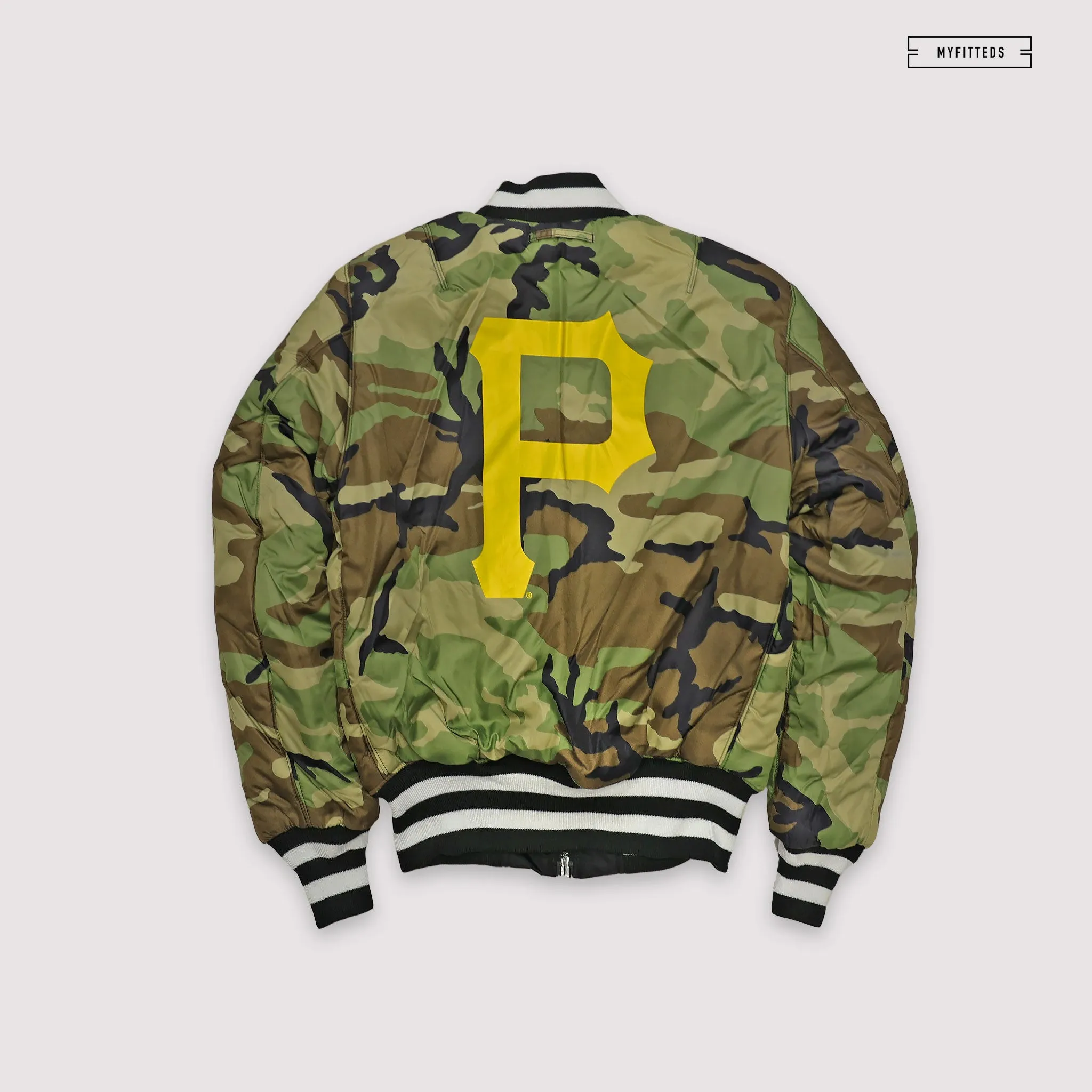 NEW ERA X ALPHA INDUSTRIES PITTSBURGH PIRATES REVERSIBLE BOMBER JACKET