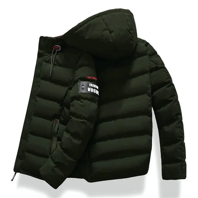 New Fashion Men Winter Jacket Coat Hooded Warm Mens Winter Coat Casual Slim Fit Student Male Overcoat ABZ82