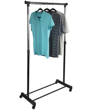 NEW Home Basics Black Steel Rolling Clothing Rack